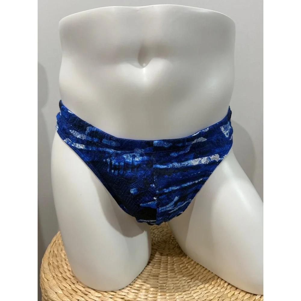 Cosabella Never Say Never Printed Lace G-String Blue‎ Abstract Print Size XL